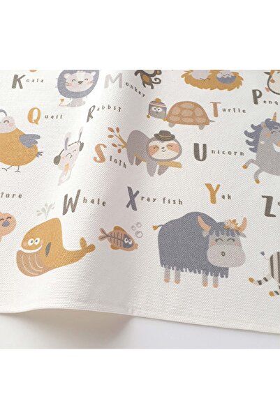 Jüppo İngilizce Alfabe Duvar Örtüsü, Organik Pamuk Kumaş