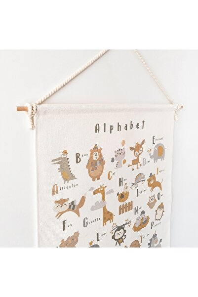 Jüppo İngilizce Alfabe Duvar Örtüsü, Organik Pamuk Kumaş