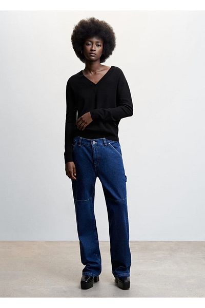 MANGO Woman 100% Wool V-Neck Sweater