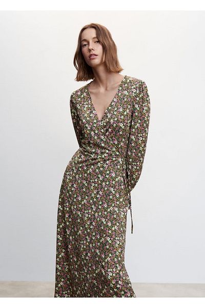 MANGO Woman Patterned Cut-out Detailed Dress