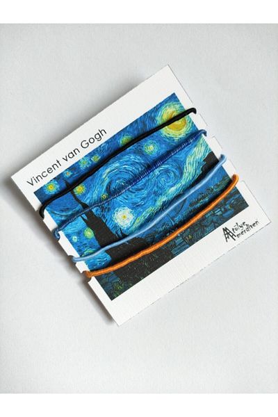 Atölye Merdiven Van Gogh Starry Night Painting Rope Bracelet Set