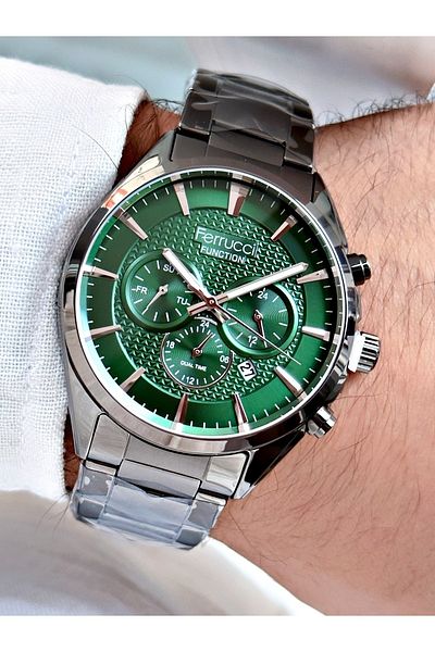 Ferrucci Smoke Color Original Functions Active Steel Strap Men's Wristwatch + BRACELET WITH GIFT