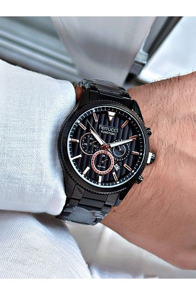 Ferrucci Black Color Functions Active Steel Men's Wristwatch + BRACELET WITH GIFT