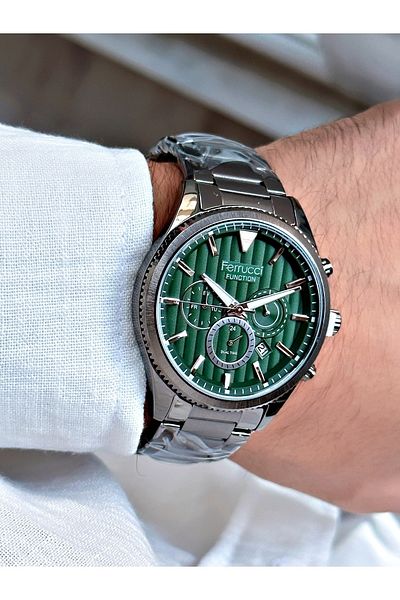 Ferrucci Smoked Color Color Functions Active Steel Men's Wristwatch + BRACELET WITH GIFT