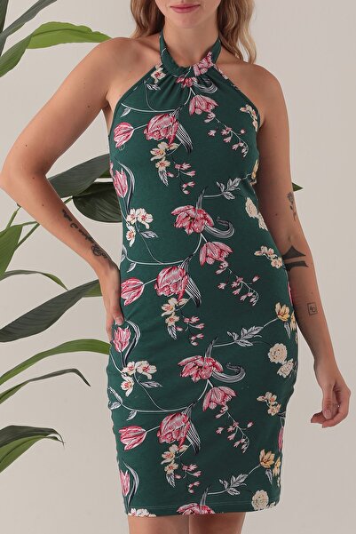 Avones Γυναικείο φόρεμα με λαιμόκοψη με λαιμόκοψη με λαιμόκοψη σε κόκκινο χρώμα