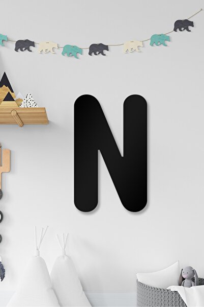 AHWALL Litera N - Decor de perete din lemn completabil pentru scrierea numelui
