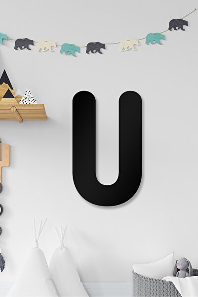 AHWALL Literele U - Decor de perete cu litere din lemn care poate fi completat pentru scrierea numelui