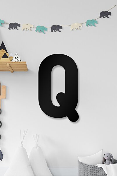 AHWALL Literele Q - Decor de perete cu litere din lemn care pot fi completate...