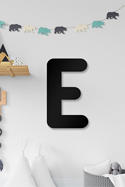 AHWALL Litera E - Decor de perete din lemn completabil pentru scrierea numelui