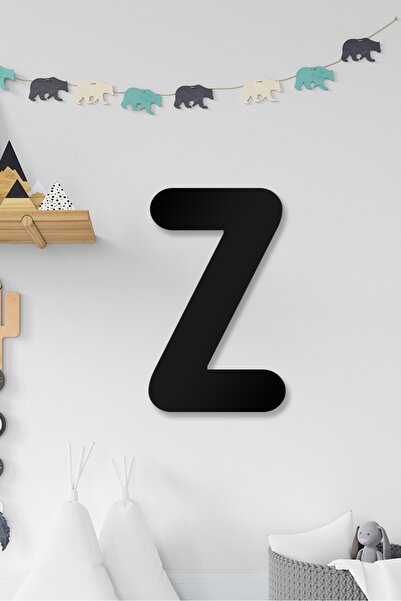 AHWALL Literele Z - Decor de perete cu litere din lemn care poate fi completat pentru scrierea numelui