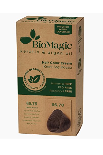 BIOMAGIC Argan Yaglı Doğal İçerikli Organic Çikolata Karamel No. 66.78 Saç Boyası,,……Koçak_7