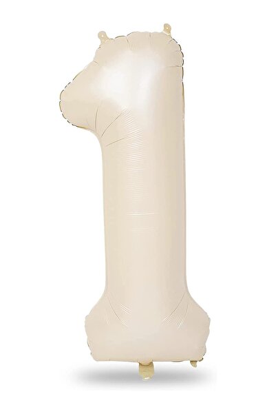 parti pera 1 Yaş Bej Krem Renk Rakam Folyo Balon 76 Cm