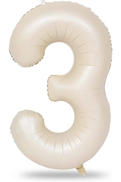 parti pera 3 Yaş Krem Renk Rakam Folyo Balon 76 Cm