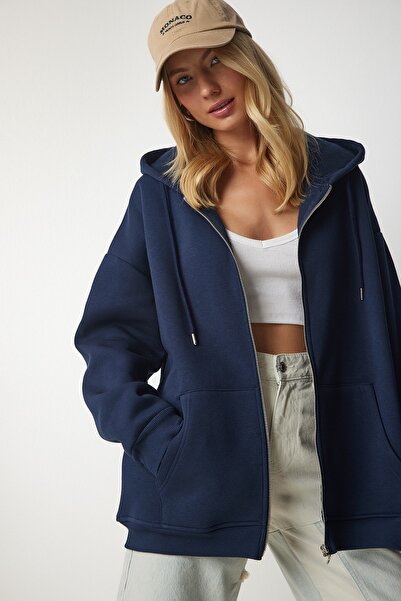 Happiness İstanbul Γυναικείο μπλουζάκι με φερμουάρ με φερμουάρ γυναικείο φούτερ UB00124