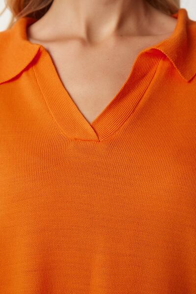 Happiness İstanbul Γυναικείο Πορτοκαλί Πόλο Πουλόβερ Basic Λαιμού bv00094
