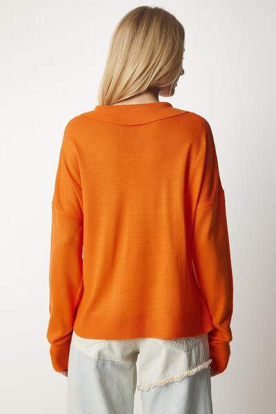 Happiness İstanbul Γυναικείο Πορτοκαλί Πόλο Πουλόβερ Basic Λαιμού bv00094