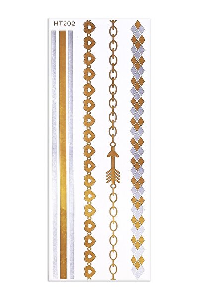 BP Tattoo Metalik Gold Kalp Desenli Bileklik Halhal Dövme