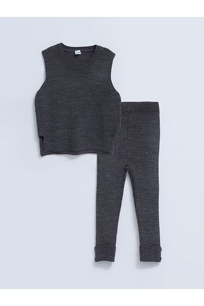 LC Waikiki Crew Neck Basic Baby Boy Knitwear Sweater and Leggings Set of 2