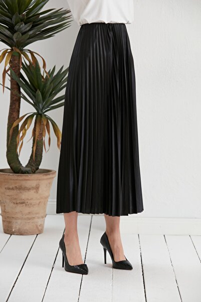 BMK BOUTİQUE Fusta lungă plisată cu aspect satinat de damă