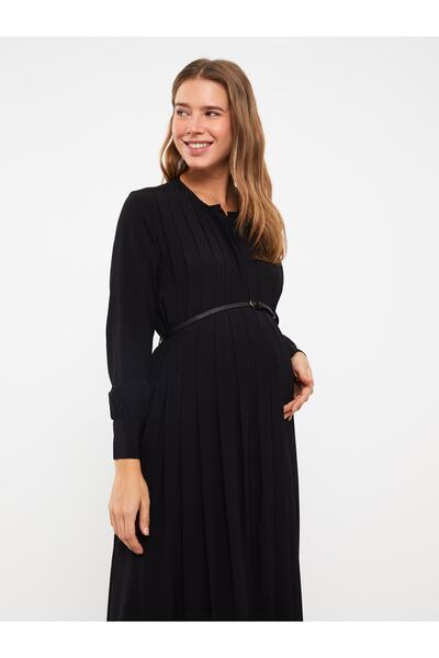 LC Waikiki Rochie de maternitate din viscoză cu mânecă lungă cu guler cravată