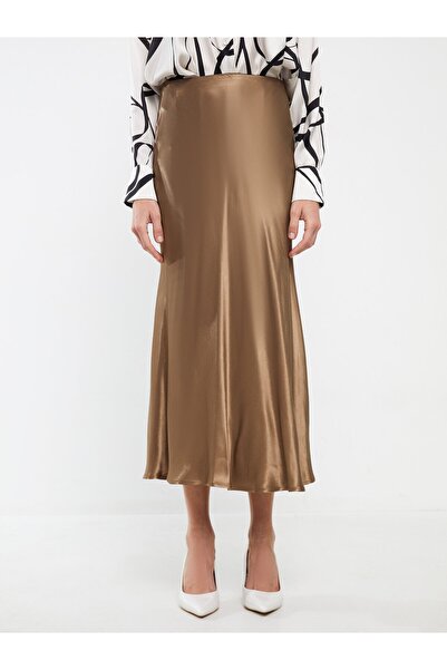 LC Waikiki Standart Fit Düz Saten Kadın Etek