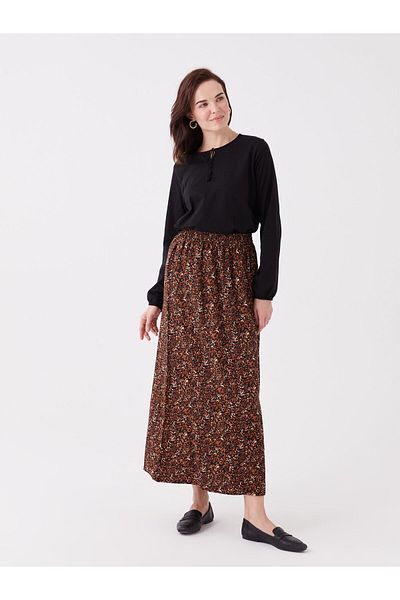 LC Waikiki LCW Grace gemusterter Belmando-Damenrock mit elastischer Taille