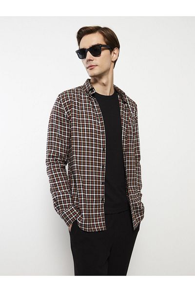 LC Waikiki Cămașă pentru bărbați în carouri cu mânecă lungă, slim fit