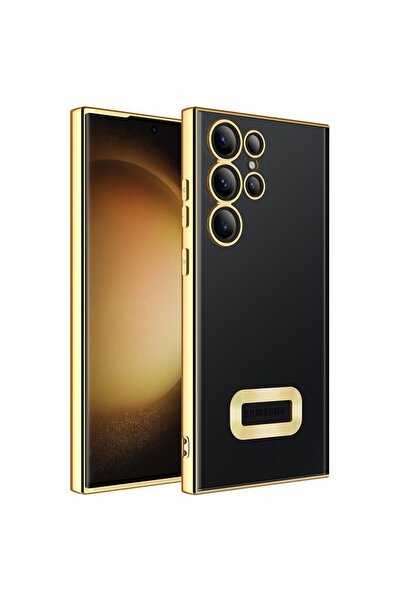 Techaks Samsung Galaxy S23 Ultra Kılıf Kamera Lens Korumalı Kenarları Renkli Logo Gösteren Omega Kapak
