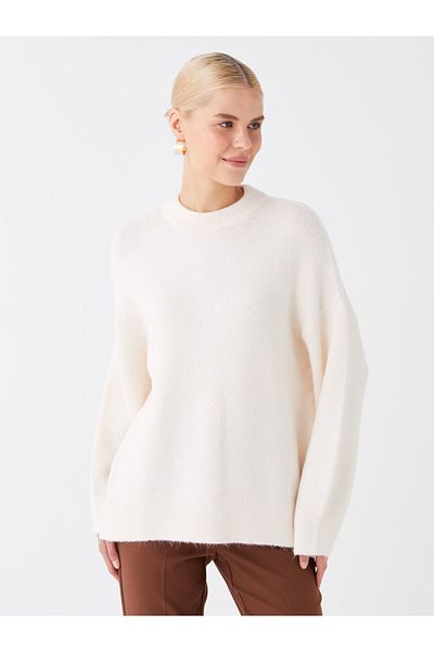 LC Waikiki Oversize dámský pletený svetr Crew Neck Plain Long Sleeve Oversize