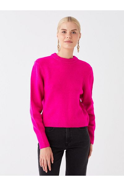 LC Waikiki Γυναικείο Πλεκτό Πουλόβερ - Crew Neck, Μασίφ μακρυμάνικο
