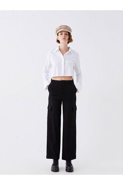 LC Waikiki Dámské cargo kalhoty Slim Fit Straight Wide Leg