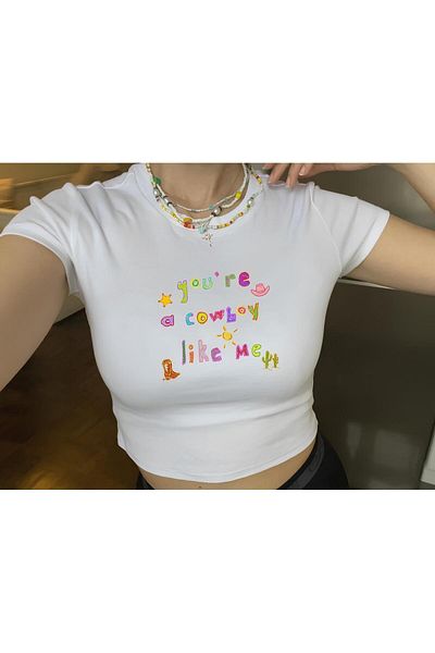 Jose Clothing ΓΥΝΑΙΚΕΙΟ ΚΟΝΤΟΜΑΝΙΚΙ ΛΕΥΚΟ ΤΥΠΩΜΕΝΟ CROP TOP BLUZ