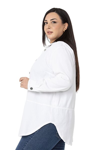 DISENTIS MODEST Λευκό πουκάμισο Gabardine σε μεγάλο μέγεθος