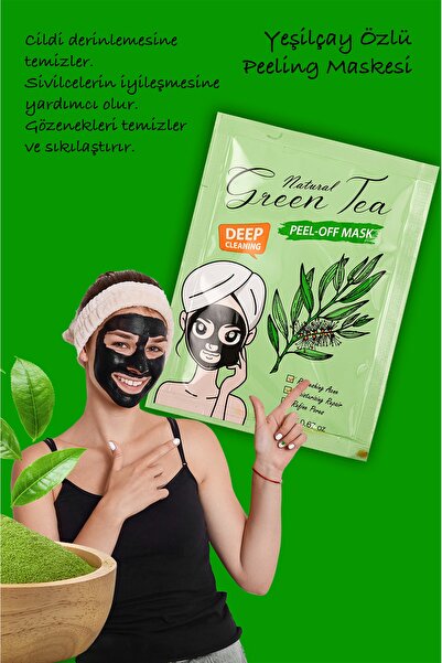 Uniquem Siyah Nokta Maskesi Doğal Yeşil Çay Kürü Sürülebilir Yüz Maskesi Gree...