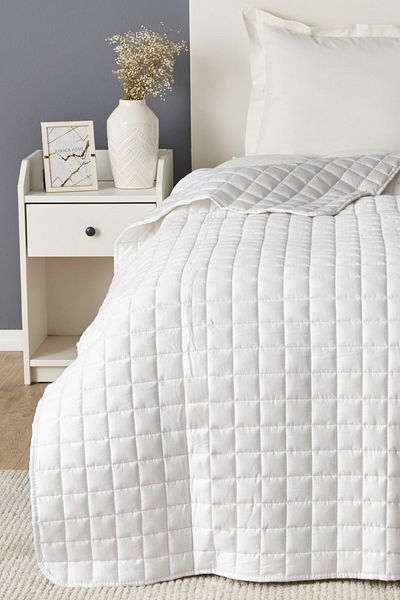 Karaca Home Heavy Glass Shovel Heavy Satin White Quilt Double Size 140x200 cm