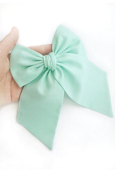 NEW BOWS BANDS دبوس شعر بمشبك طاحونة كبيرة للفتيات من الكتان بالنعناع