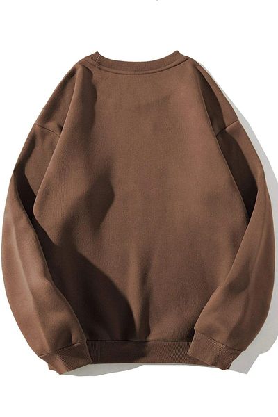 MODAGEN Unisex hnědá mikina New York s potiskem Crew Neck Oversize
