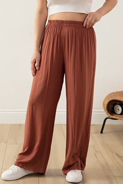 PULLIMM Elastic Waist Wide Leg Comfortable Fit Trousers 2081