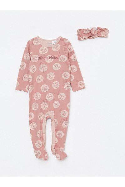 LC Waikiki Set de 2 salopete pentru fetiță, cu mânecă lungă, cu decolteu, cu imprimeu Minne Mouse