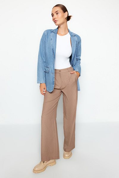 Trendyol Collection Světle hnědé široké plisované kalhoty - Twoaw22Pl0475