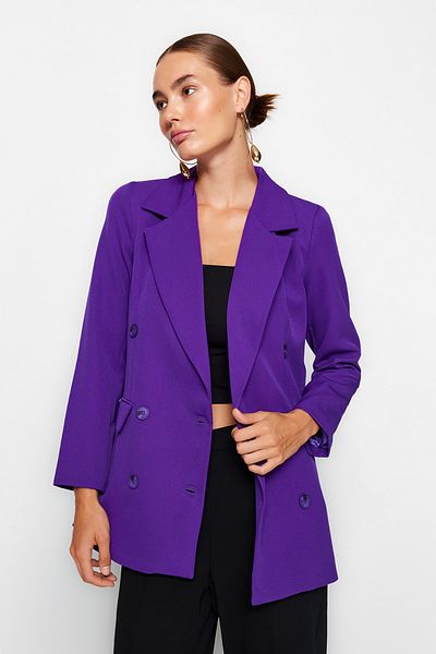 Trendyol Collection Jachetă de tip blazer supradimensionat mov TWOAW20CE0130