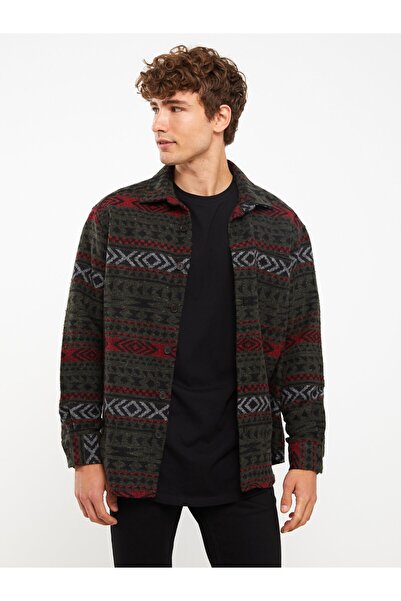 LC Waikiki Kényelmes szabású, hosszú ujjú, mintás férfi favágó ingkabát