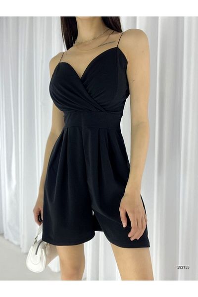 Secret Passion Lingerie Μαύρο μίνι βραδινό φόρεμα με εύκαμπτο κρεπ υφασμάτινο λουράκι και σορτς 582155 695