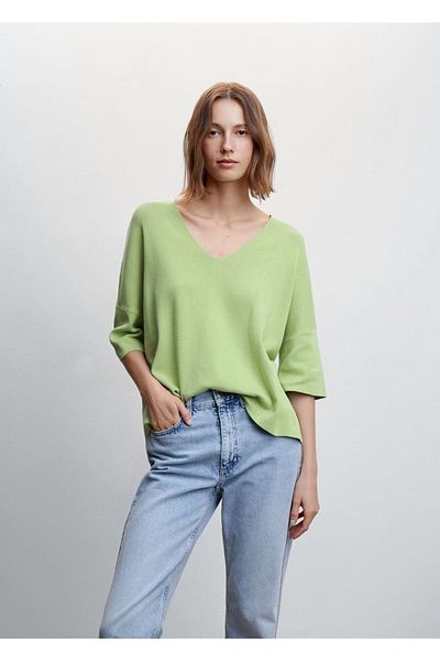 MANGO Woman Pulover supradimensionat cu maneci trei sferturi