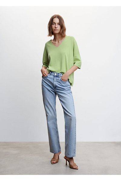 MANGO Woman Pulover supradimensionat cu maneci trei sferturi