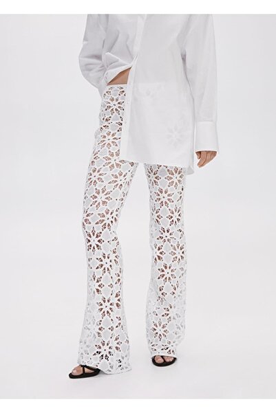 MANGO Woman Crochet Palazzo Trousers