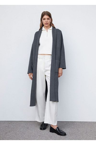 MANGO Woman Oversize knitwear coat with pockets