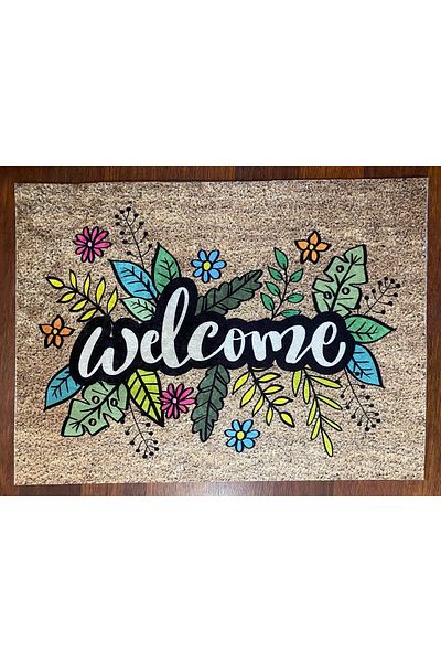 yok yok evim eve dair her şey Floral Welcome Door Mat