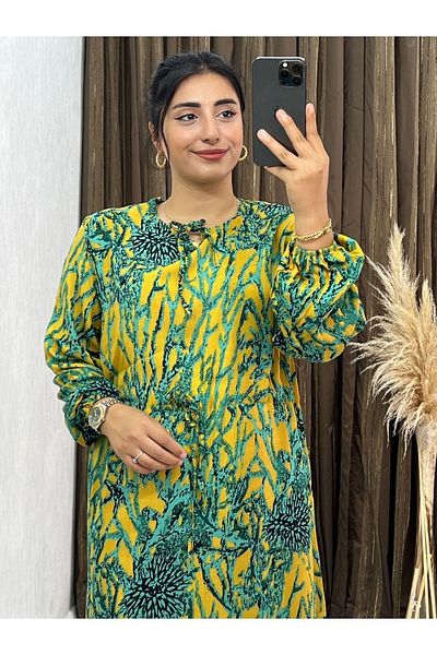 Dm Life Coral Patterned Viscose Dress