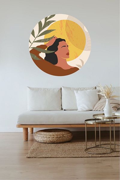 Grafikup Αυτοκόλλητο τοίχου Summer Woman Bohemian στρογγυλό